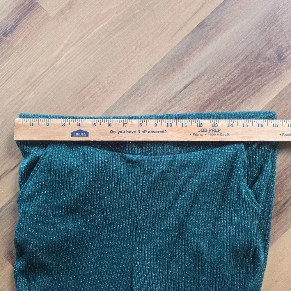 Torrid Sleep Green Shimmer Rib Pull On Flare Lounge Pants Women 1X Sparkly Retro